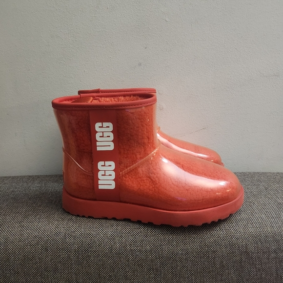UGG Classic Mini Waterproof Clear Boot Hibiscus Pink Sz 8 - Picture 4 of 7